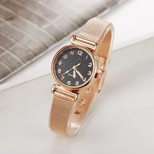 Orologio da donna in acciaio inossidabile oro rosa con quadrante nero a cielo stellato
