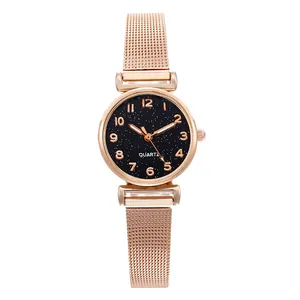 Orologio al quarzo da donna oro rosa con quadrante cielo stellato e cinturino in maglia