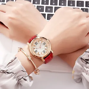 Fashion Women Quartz Watch With Rhinestone Alloy Case Crocodile Pattern Faux Leather Strap Roman Numerals Dial Casual Wristwatch Gift