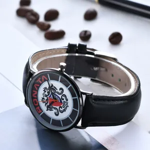 Minimalistische Herren-Quarzuhr mit schwarzem Lederarmband und Ronata-Zifferblatt