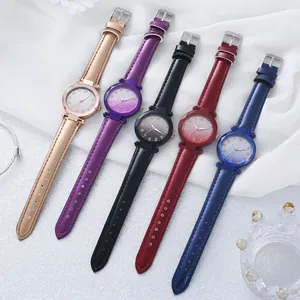 Set of minimalist women's quartz watches with starry dials and luminous numerals