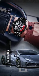 Détail du cadran de montre en forme de moyeu de course avec étrier de frein rouge