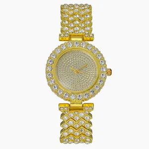 Reloj De Mujer De Lujo De Cuarzo Con Cristales Pulsera De Aleación Esfera Cielo Estrellado Moda Elegante Reloj