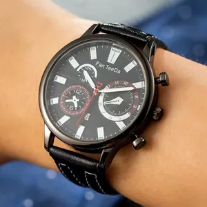 Men Quartz Watch With Date Display Faux Leather Strap Alloy Case Business Casual Fashion Wristwatch For Men Gift
