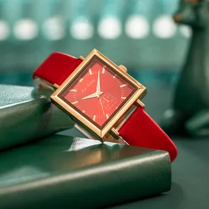 Vintage Square Dial Women's Quartz Watch Minimalist Analog Faux Leather Strap Alloy Case Fashion Ladies Wristwatch