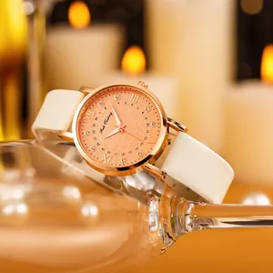 Orologio al Quarzo da Donna alla Moda Con Cassa in Lega Oro Rosa Quadrante Motivo Terra Strass Cinturino in Ecopelle Orologio da Polso Casual