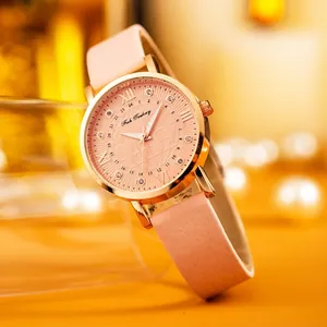Elegante orologio da donna al quarzo con quadrante a mappa e cinturino rosa