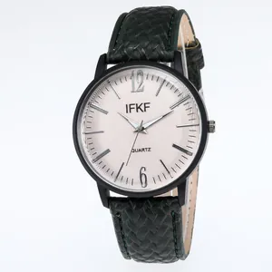 Men Fashion Quartz Watch Business Casual Alloy Case Round Dial Faux Leather Strap Striped Textured Face Wrist Watch Jewelry