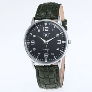Fashion Men's Quartz Watch With Alloy Case Faux Leather Strap Large Arabic Numerals Casual Business Timepiece For Students