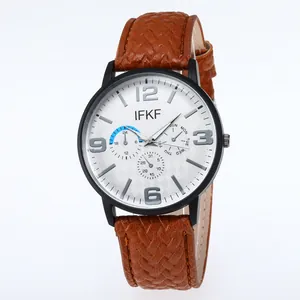 Modieus herenhorloge met wormgat-concept en bruine gevlochten leren horlogeband
