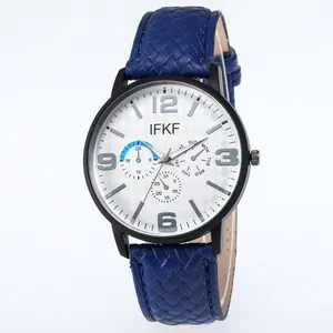 Heren Mode Quartz Horloge Met Geweven Leren Band Multifunctionele Drie Wijzerplaten Chronograaf Casual Business Polshorloge