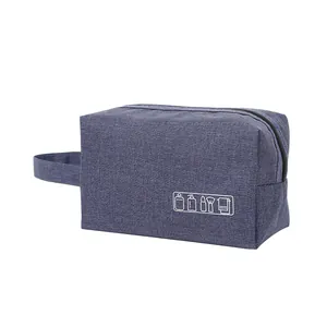Borsa da toilette impermeabile in oxford blu navy da uomo con ampia capacità interna