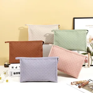 Μεγάλα νεσεσέρ από πλεκτό PU σε πέντε παστέλ χρώματα με φερμουάρ και μεγάλη χωρητικότητα