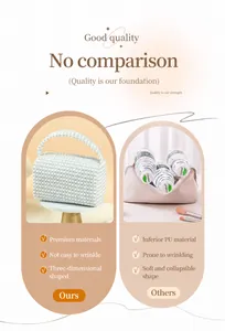 Comparison showing the rigid blue checkered knitted bag versus a soft pink PU bag