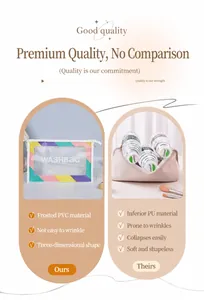 Macro detail of high-quality frosted PVC washbag with durable seams and waterproof texture