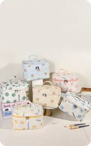 Set di borse per cosmetici trapuntate con motivi di orsi e faccine sorridenti