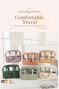 Detailed collection of vintage floral PU leather travel toiletry bags in six assorted colors