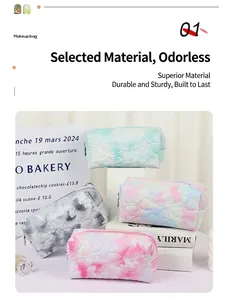 Quilted makeup bags with heart pattern in pastel gradients and marble textures