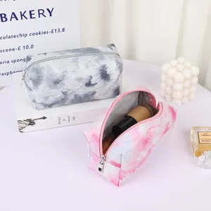 Heart Quilted Tie Dye PU Leather Large Capacity Makeup Bag Portable Travel Toiletry Organizer Wash Bag For Women