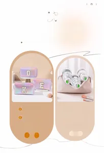 Iridescent laser PU makeup bag with reinforced bottom showing high weight capacity