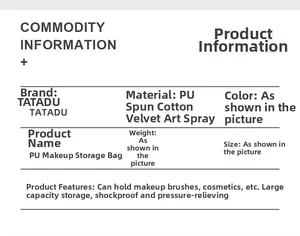 Detailed specification chart for a large capacity PU leather cosmetic storage bag