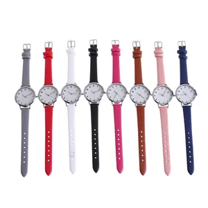 Eight-piece set of minimalist women's quartz watches with assorted faux leather straps
