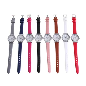Women's quartz watch collection with slim leather straps and heart pulse design on the dial