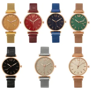 Minimalist quartz wristwatches for women with stainless steel mesh straps and roman numerals