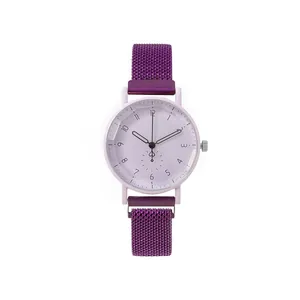 Fashion Women Quartz Watch Minimalist Analog Display Alloy Milanese Mesh Band With Magnetic Buckle Heart Second Hand Wristwatch