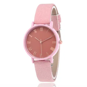 Montre à Quartz Décontractée pour Femme Cadran Chiffres Romains Minimaliste Boîtier Alliage Bracelet Similicuir Cadeau Femme