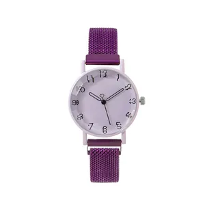 Mode Damen Quarzuhr Milanaise Legierung Mesh Armband Magnetschnalle Minimalistisch Rund Künstlerische Ziffern Analoge Armbanduhr