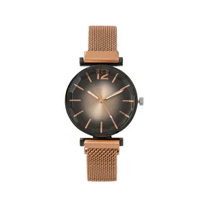 Women's Fashion Quartz Watch Gradient Sunburst Dial Diamond Cut Glass Mirror Milanese Mesh Alloy Strap Magnetic Clasp Casual Wristwatch