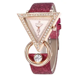 Orologio Al Quarzo Da Donna Cassa Triangolare Con Strass Cinturino In PU Glitterato Elegante Orologio Di Lusso