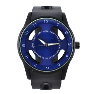 Montre à Quartz Sportive de Mode Grand Cadran Design Ajouré Bracelet en Silicone Montre-Bracelet Décontractée pour Hommes Femmes Étudiants Cadeau