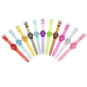 Colorful jelly silicone digital watches set with quartz movement and transparent straps