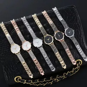Women's starry sky dial quartz watches with sparkling rhinestone metal bracelets