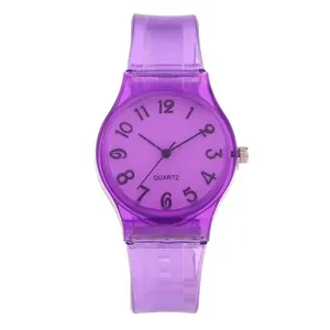 Women's Transparent Jelly Color Watch Minimalist Silicone Strap Quartz Watch Casual Analog Wristwatch For Girls Students