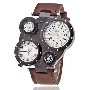 Detailansicht der Dual-Zeitzonen-Uhr mit integriertem Kompass und Thermometer-Sensoren