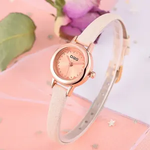 Women's Fashion Flower Pattern Quartz Watch With Faux Leather Strap Rose Gold Alloy Case Round Small Dial Ladies Wristwatch Daily Jewelry Gift