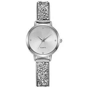 Elegant silver starry sky women's quartz watch with sparkling rhinestone bracelet band