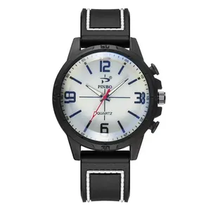 Montre à Quartz Sportive pour Homme Avec Bracelet en Silicone Boîtier en Alliage Surpiqûres Contrastées Grand Cadran Mode Casual