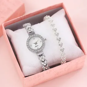 Set orologio al quarzo da donna con bracciale a cuore in scatola regalo rosa