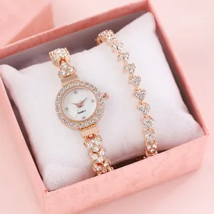 Lussuoso Orologio Al Quarzo Da Donna E Bracciale A Cuore Con Strass Quadrante Rotondo Elegante Orologio Da Polso In Lega