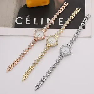 Set di tre orologi al quarzo di lusso da donna in oro rosa, oro e argento con strass