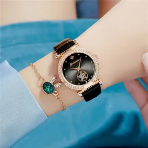 Damen Mode Quarzuhr Strass Stern Muster Zifferblatt Legierung Gehäuse Kunstleder Armband Lässige Armbanduhr Für Frauen Geschenk