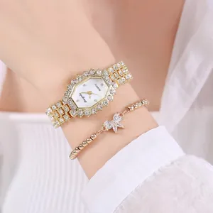 Montre à Quartz de Mode pour Femme et Bracelet Papillon en Alliage Strass Montre-Bracelet Analogue Cadeau Élégant