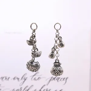 Pendentif en Argent Sterling 925 Rétro Argent Thaïlandais Sac d'argent Serrure Fortune Lingot Seul Sans Chaîne Accessoire Bijoux DIY
