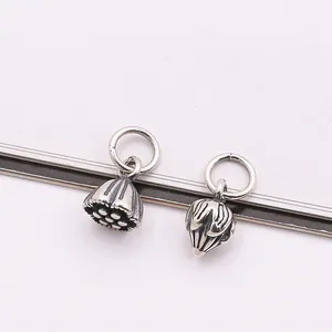 Ciondoli in Argento Sterling 925 Vintage Thai Silver a Forma di Bocciolo di Loto e Capsula per Creazione Gioielli Fai da Te Zen