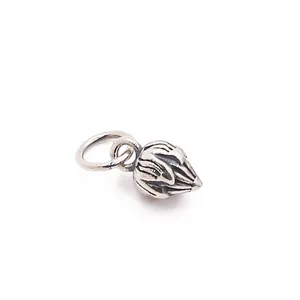 Ciondolo loto in argento sterling S925 vintage per gioielli fai-da-te e braccialetti