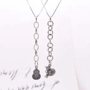 S925 Sterling Silver Vintage Thai Silver Gourd Ruyi Pendant Extension Chain For DIY Necklace Bracelet Jewelry Making Accessories
